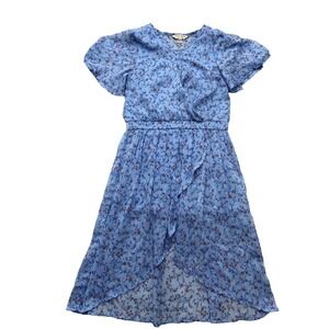Lucky Brand Dress Romper Girls Medium Blue‎ Flowers Boho Casual